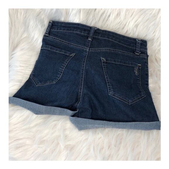 Jessica Simpson High Waist Vintage Denim Shorts Dark Wash Button Fly Size 27 - Picture 5 of 12